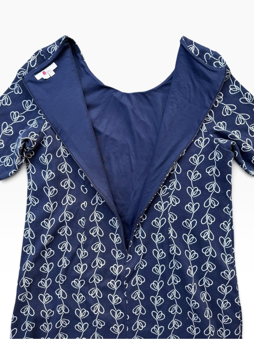 Boden Newlyn Jacquard Navy Dress with White Vine Print - Picture 5 of 6